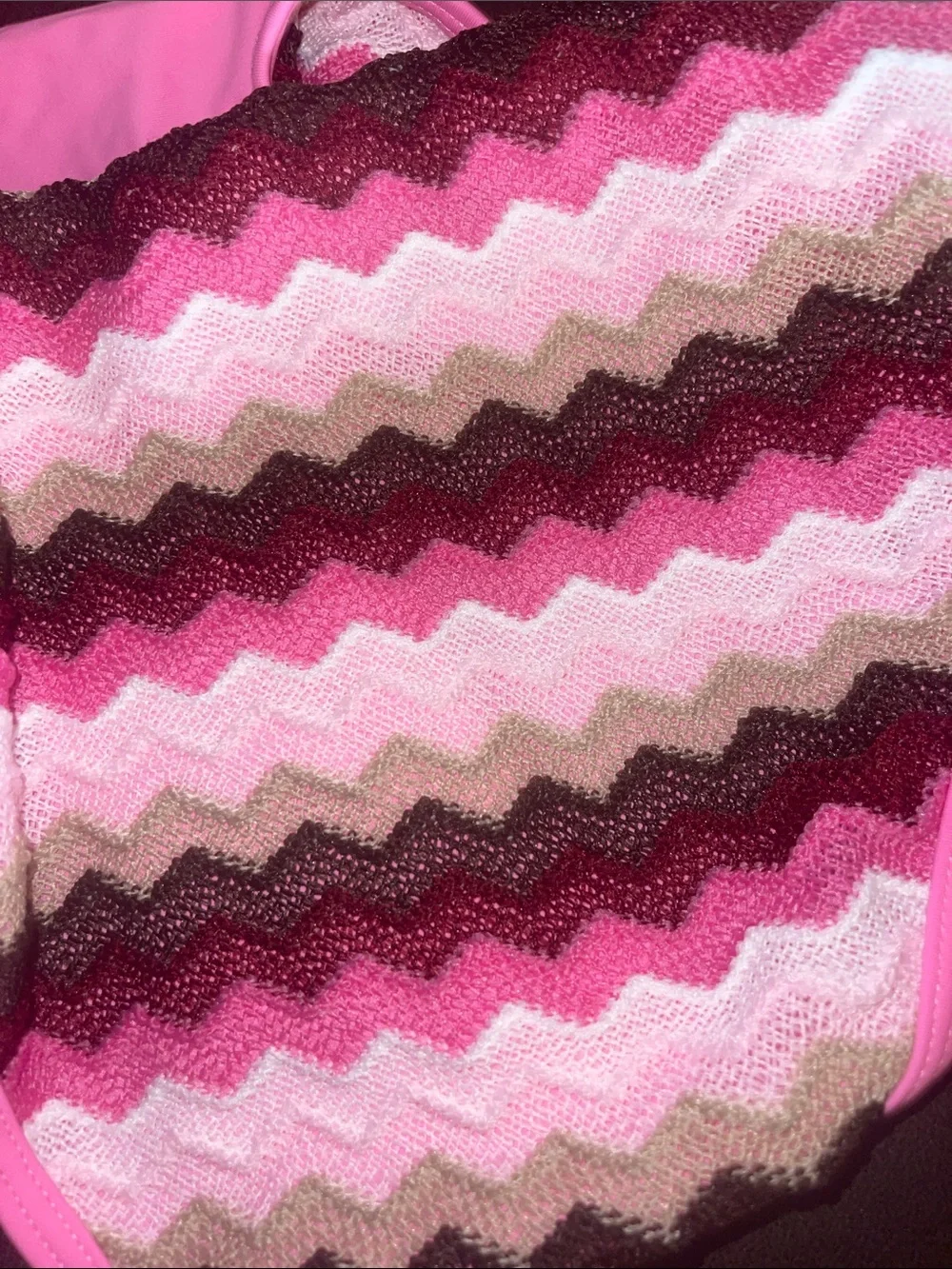 Zaful Pink Multi-Tone Chevron Bikini Set